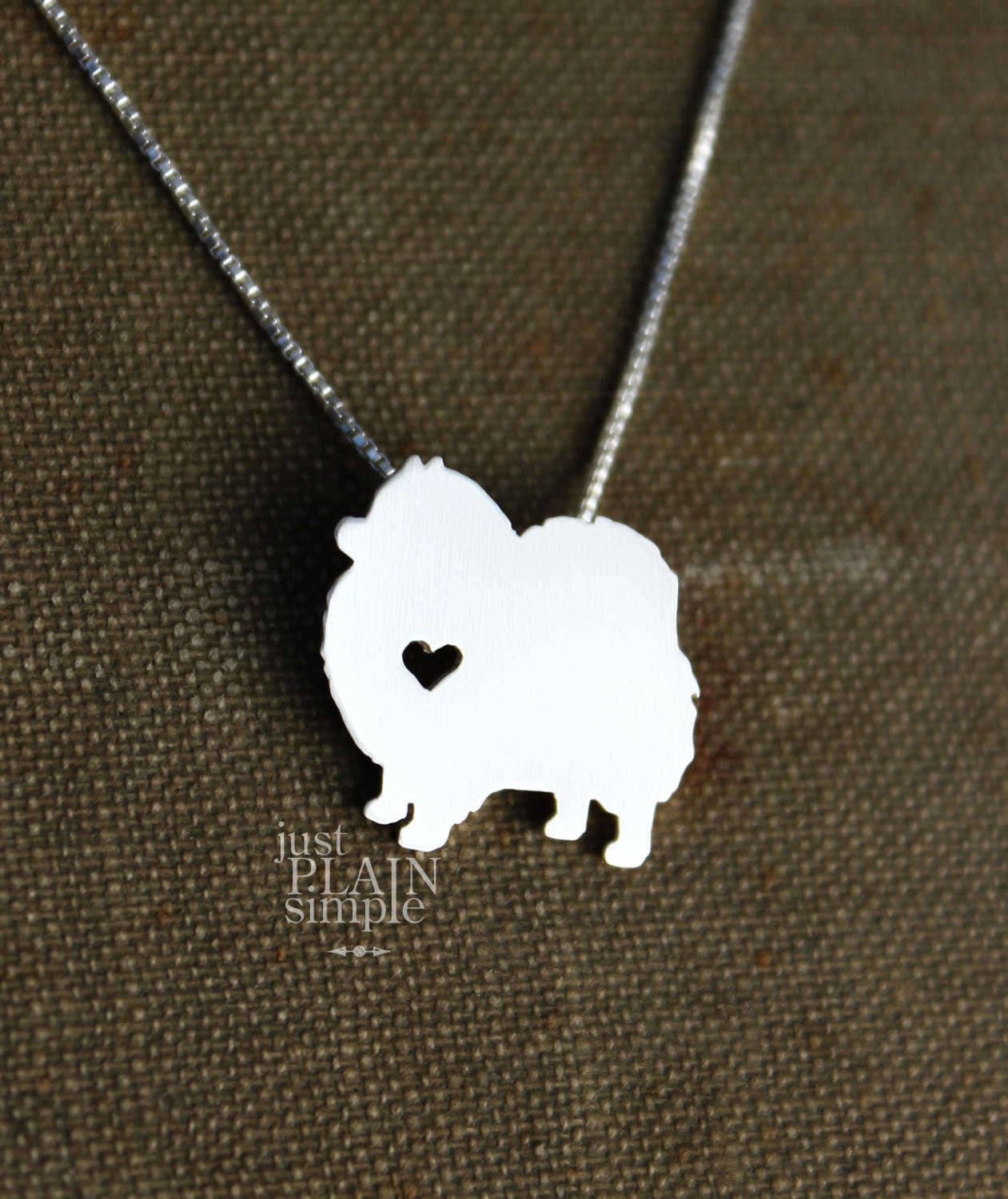 Tiny Pomeranian necklace, sterling silver pendant