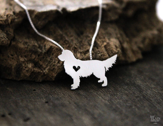 Tiny Golden Retriever necklace, sterling silver pendant