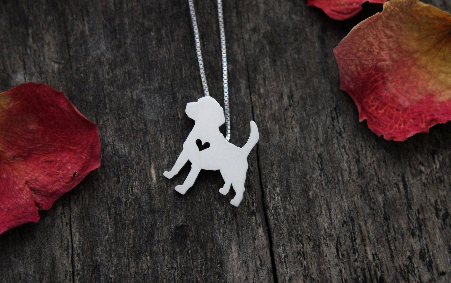 Tiny Beagle hound dog necklace, sterling silver dog pendant