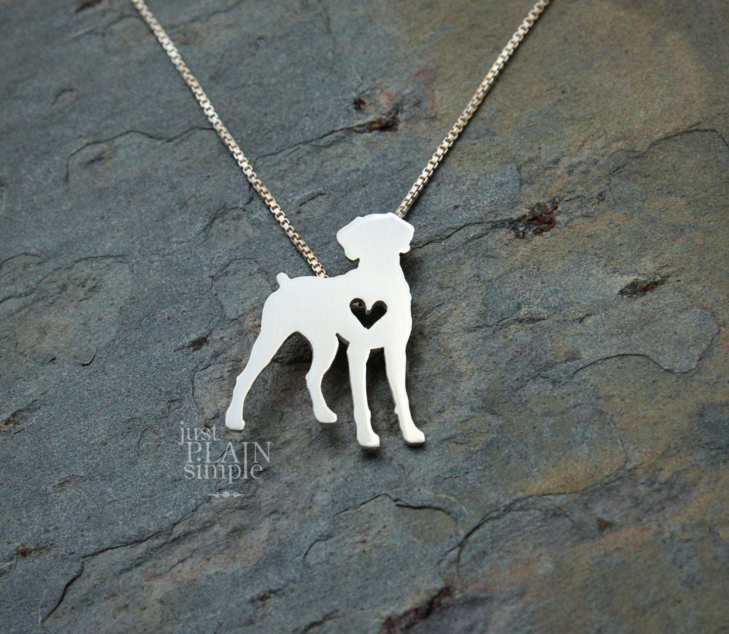 Tiny Weimaraner necklace, sterling silver pendant