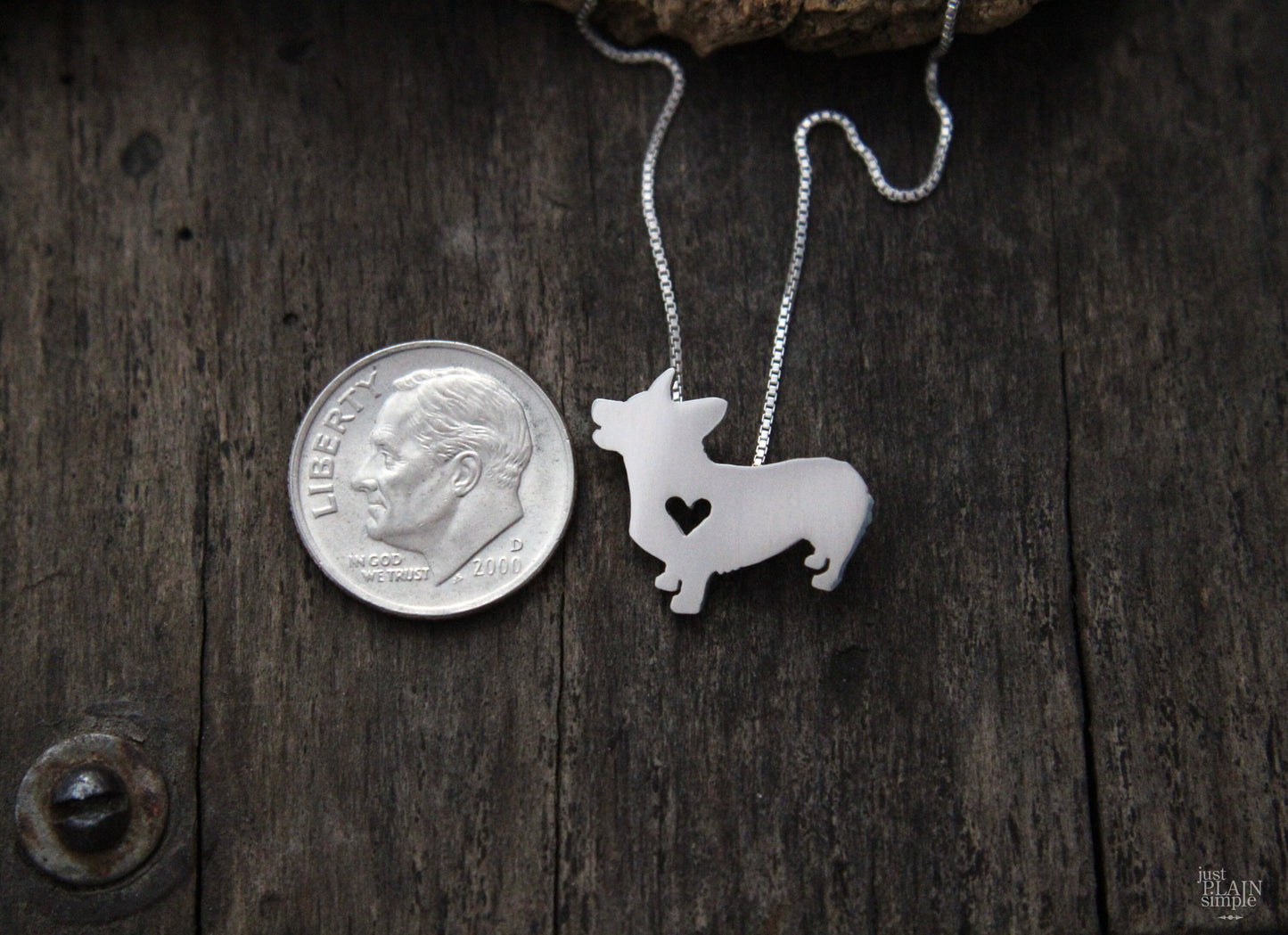Tiny Pembroke corgi necklace, sterling silver pendant