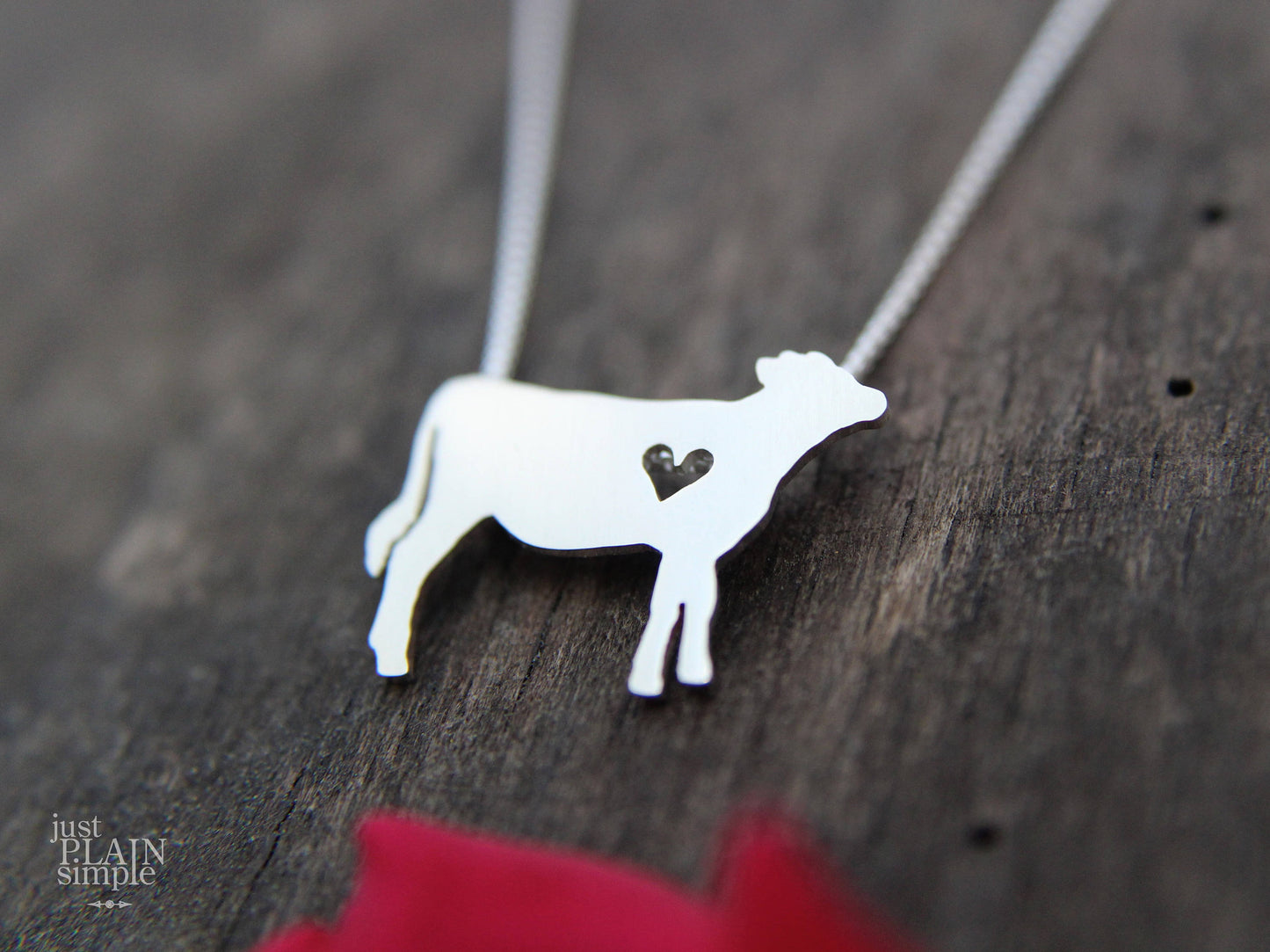 Tiny Jersey Cow necklace, sterling silver pendant