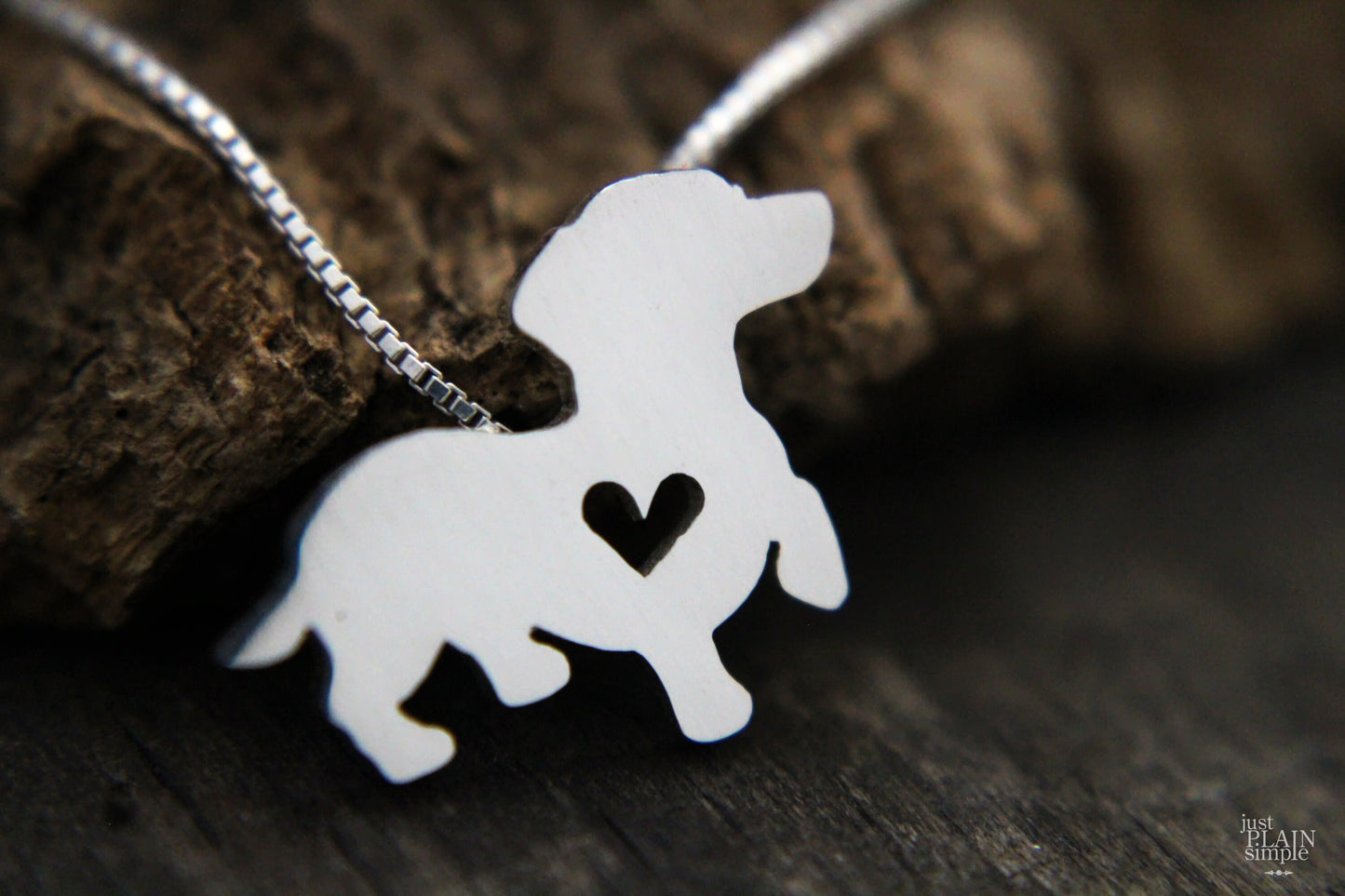 Tiny Dachshund necklace, sterling silver pendant