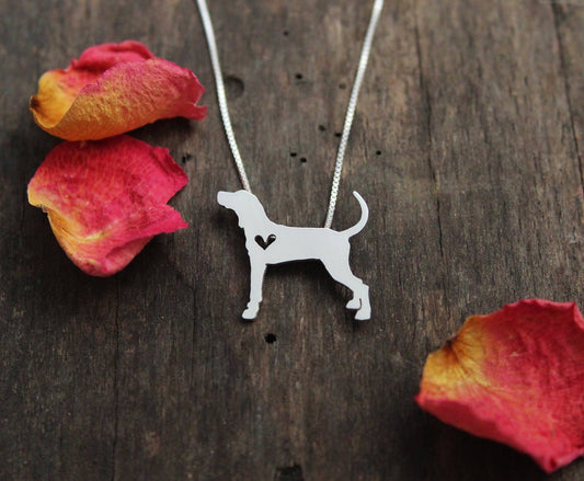 Tiny Coon Hound necklace, sterling silver pendant
