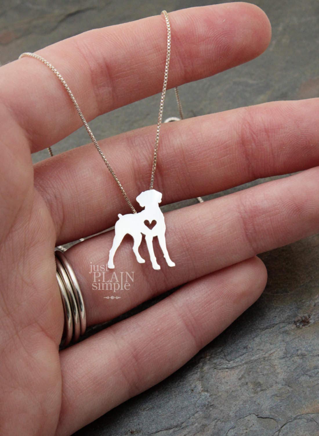 Tiny Weimaraner necklace, sterling silver pendant