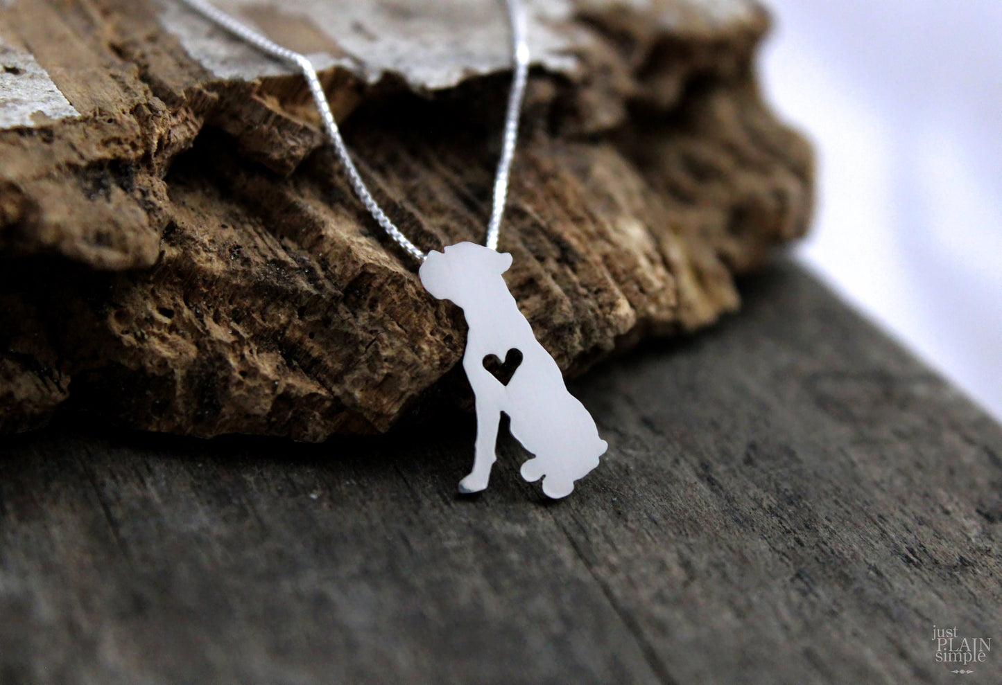 Tiny Boxer dog necklace, sterling silver pendant