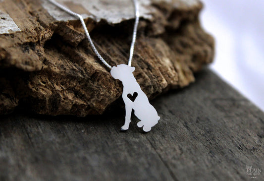 Tiny Boxer dog necklace, sterling silver pendant
