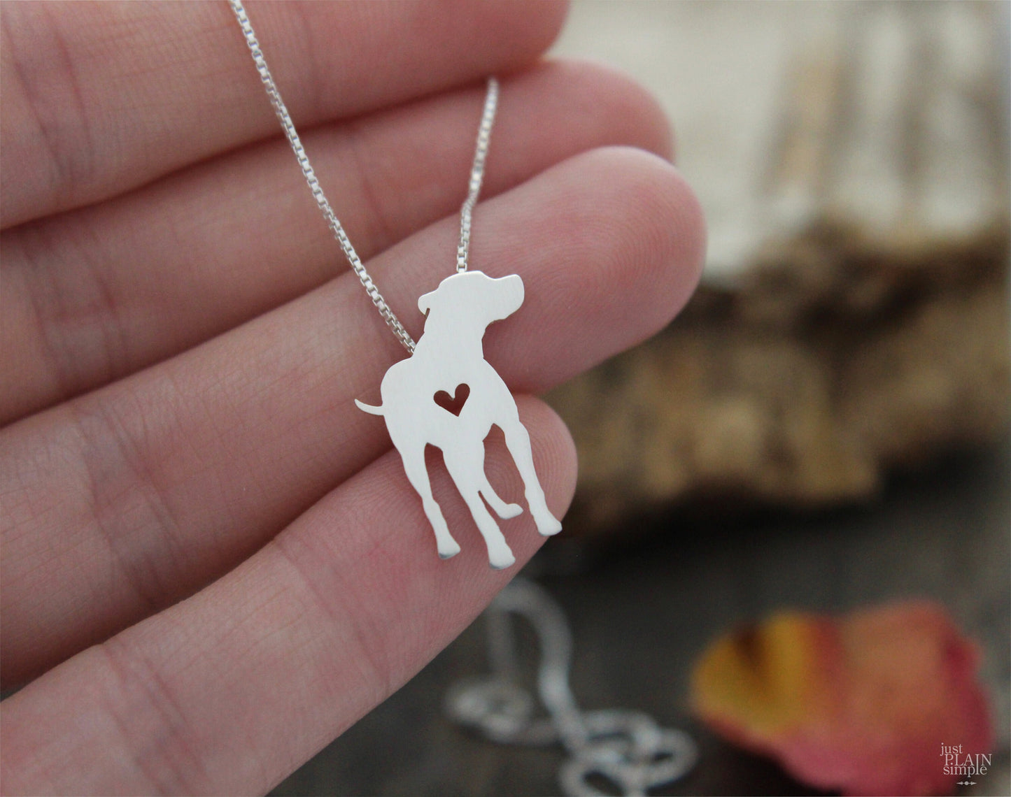Tiny Pit Bull necklace, sterling silver pendant