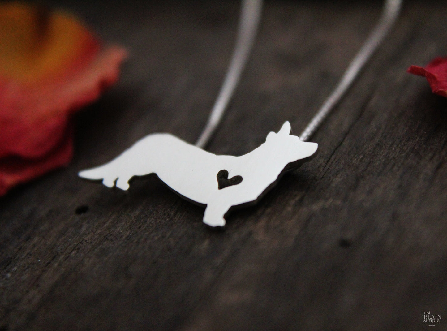 Tiny Cardigan Corgi necklace, sterling silver pendant