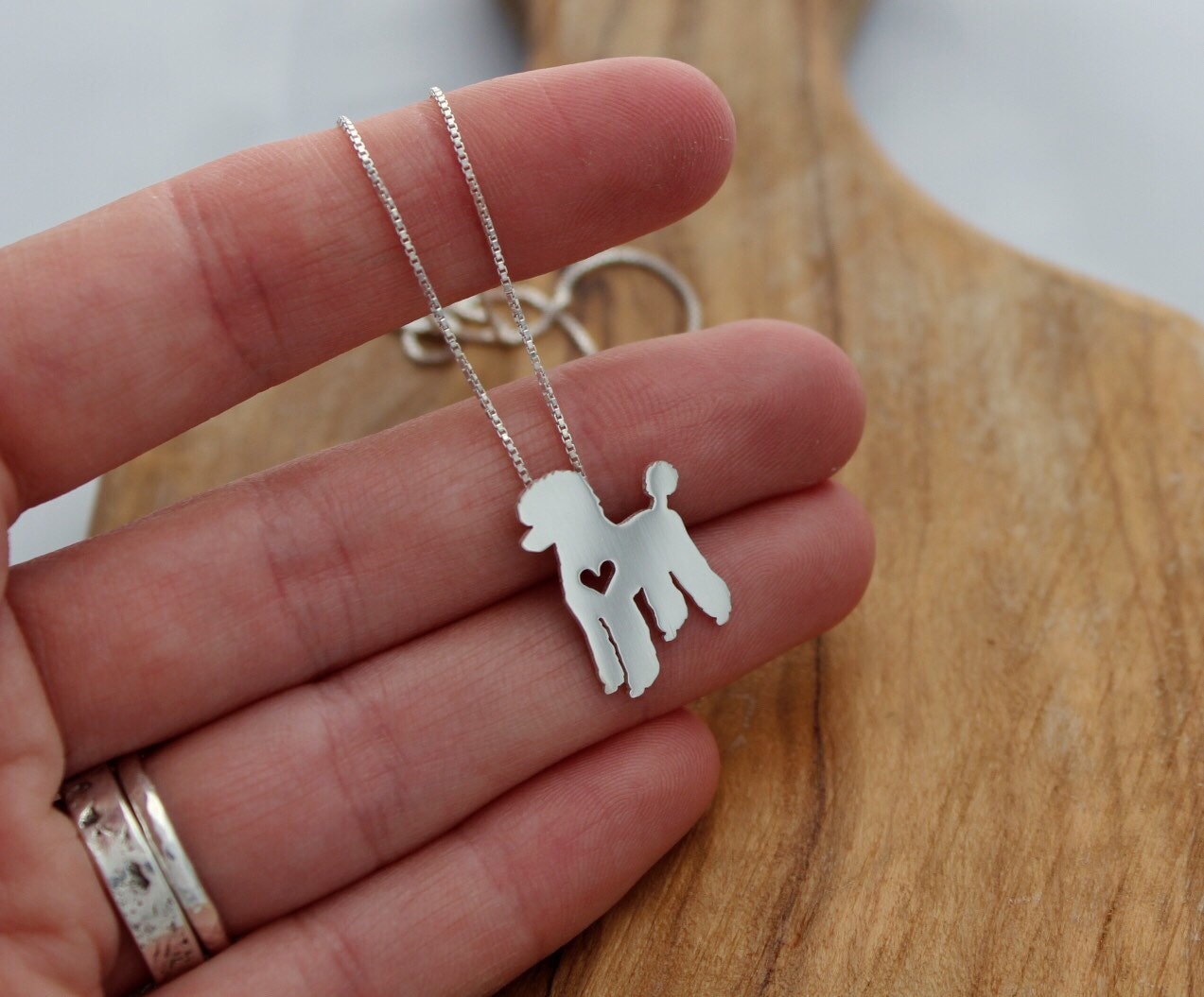 Tiny Poodle necklace, sterling silver dog pendant