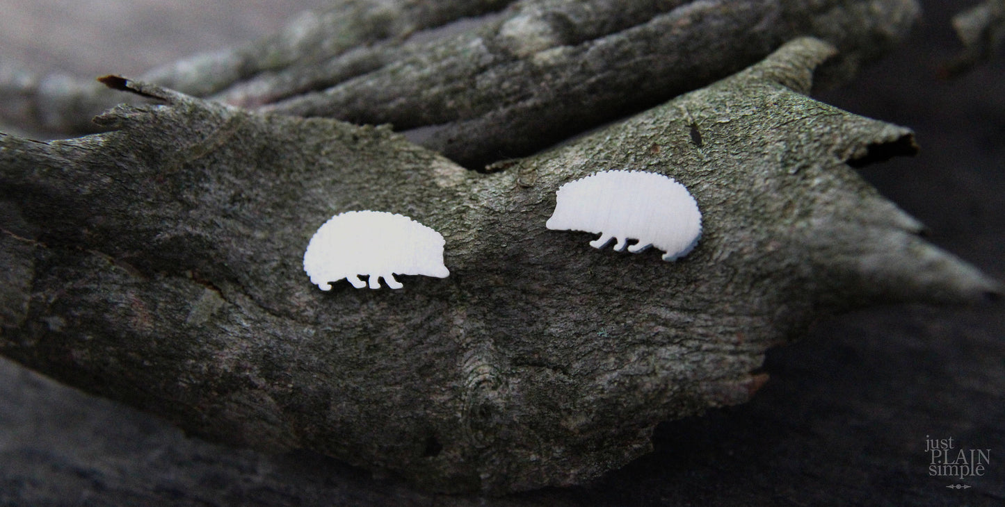 Hedgehog earrings, sterling silver studs