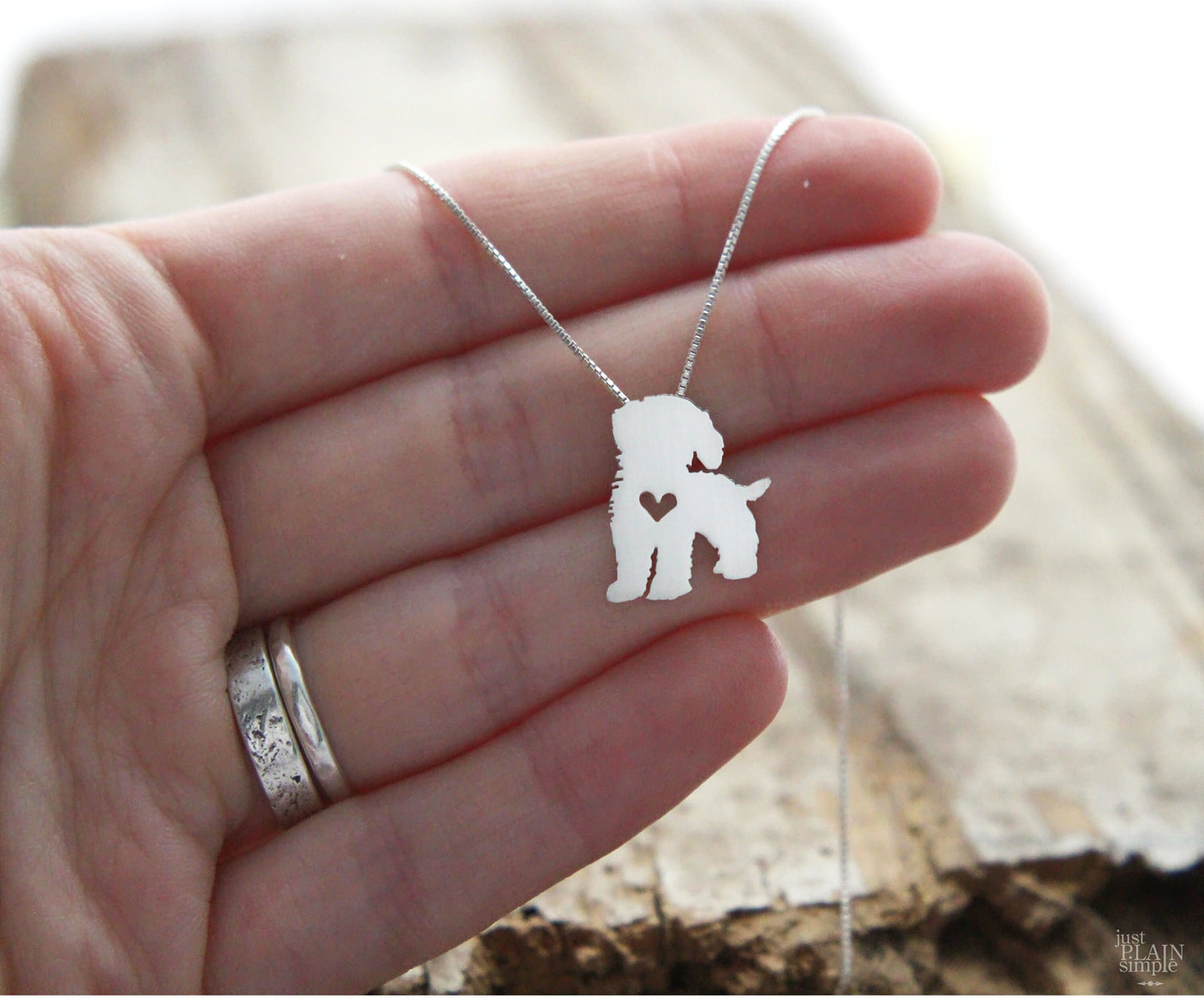 Tiny Cockapoo necklace, sterling silver pendant