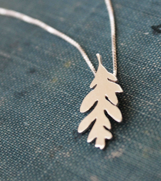 Oak leaf necklace, sterling silver pendant