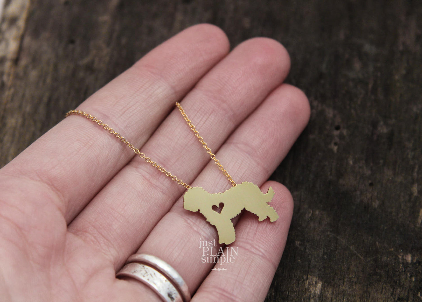 Brass Goldendoodle necklace