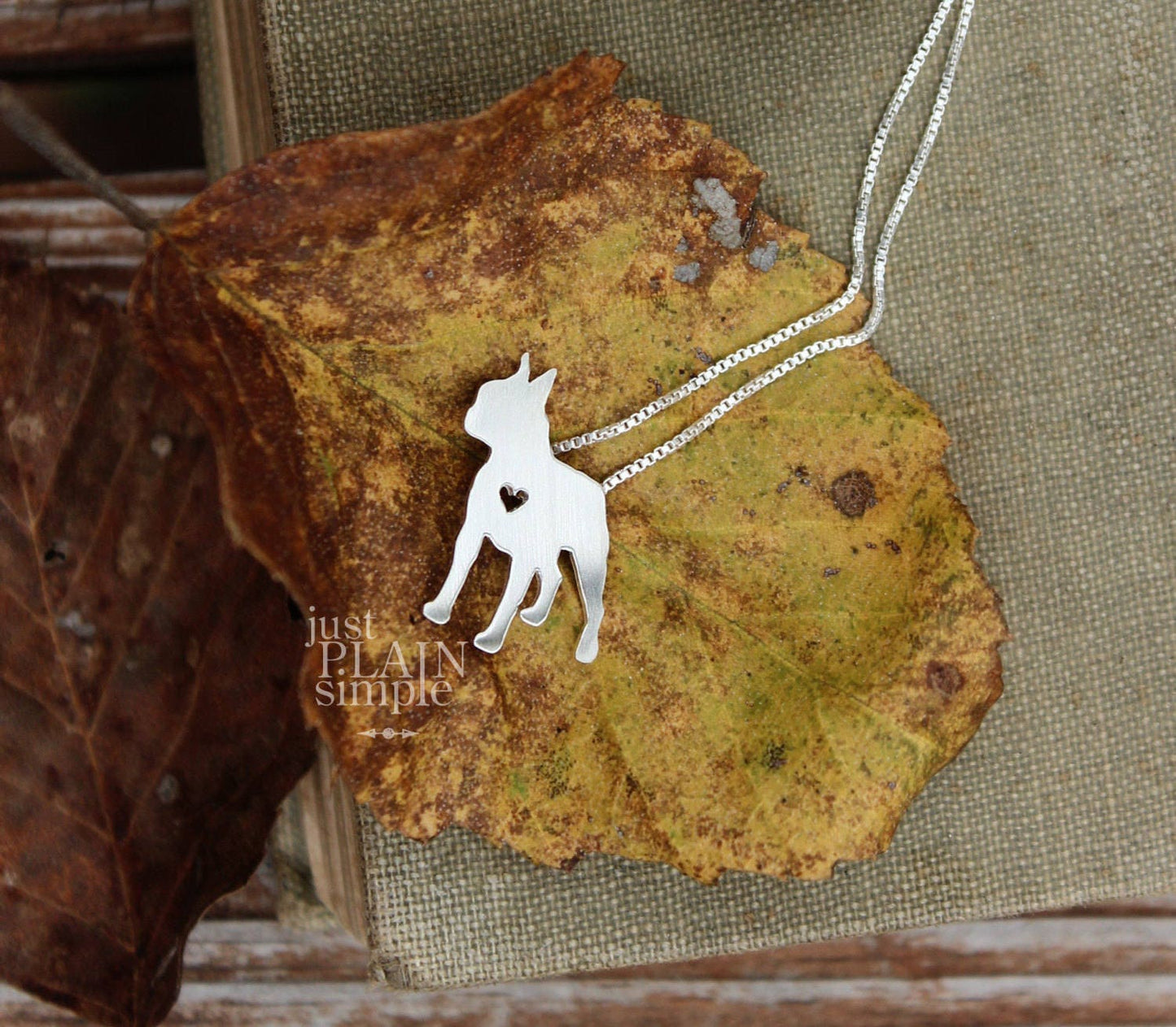 Tiny Boston Terrier necklace, sterling silver pendant