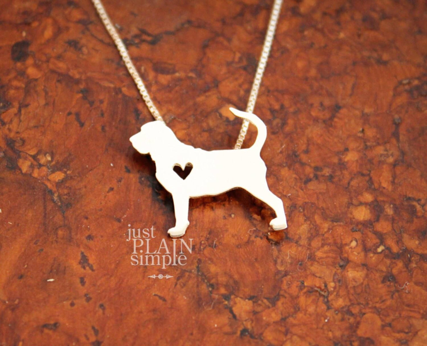 Tiny Bloodhound necklace, sterling silver pendant