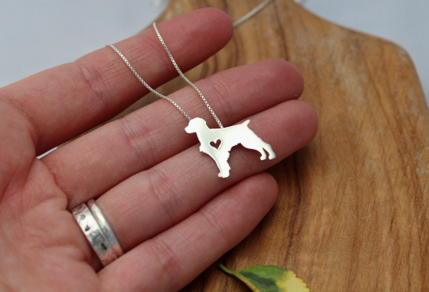 Tiny Brittany Spaniel necklace, sterling silver pendant