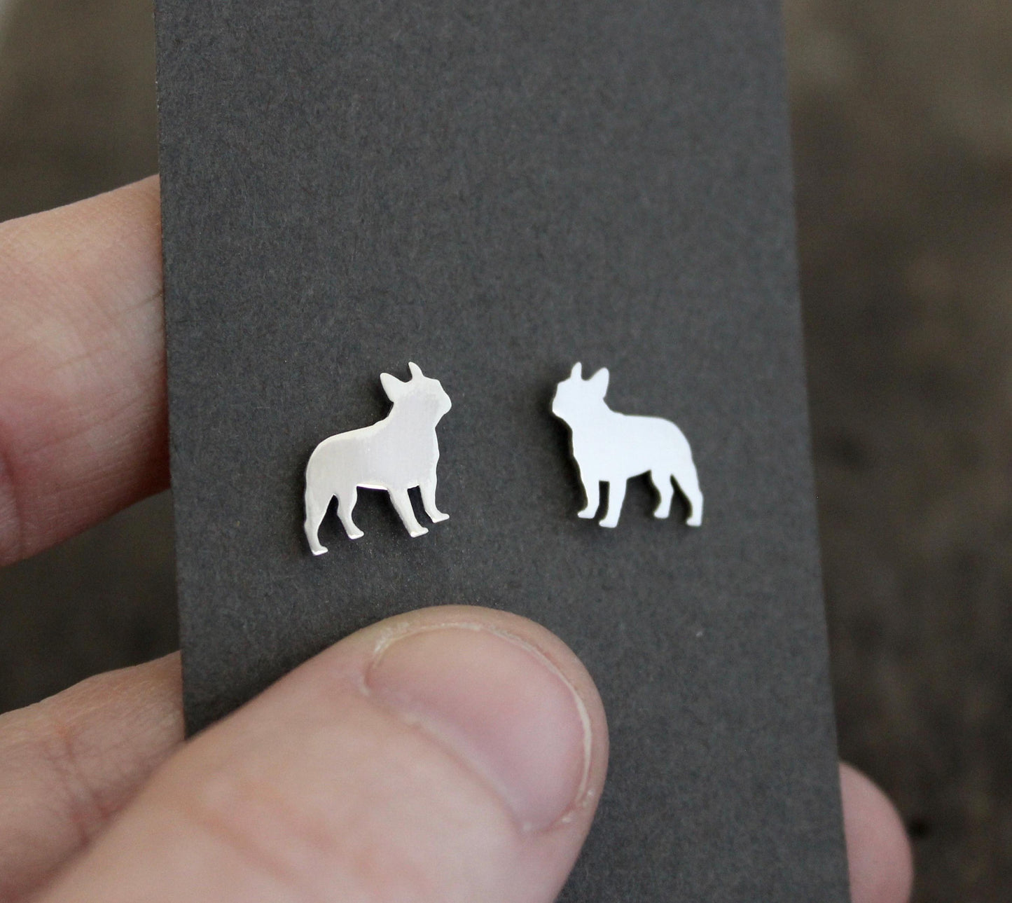French Bull dog earrings, sterling silver studs, gift for dog lovers