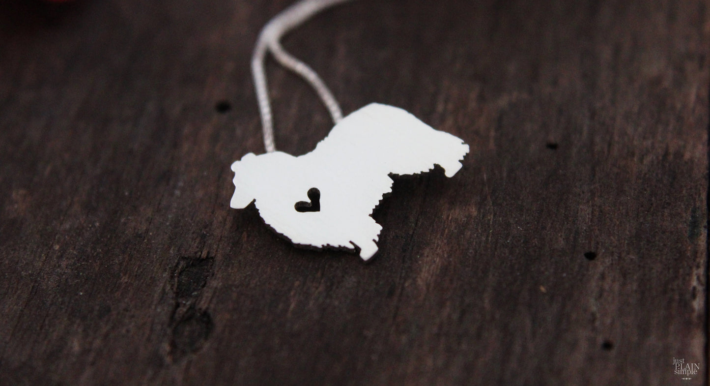 Tiny Collie dog necklace, sterling silver pendant