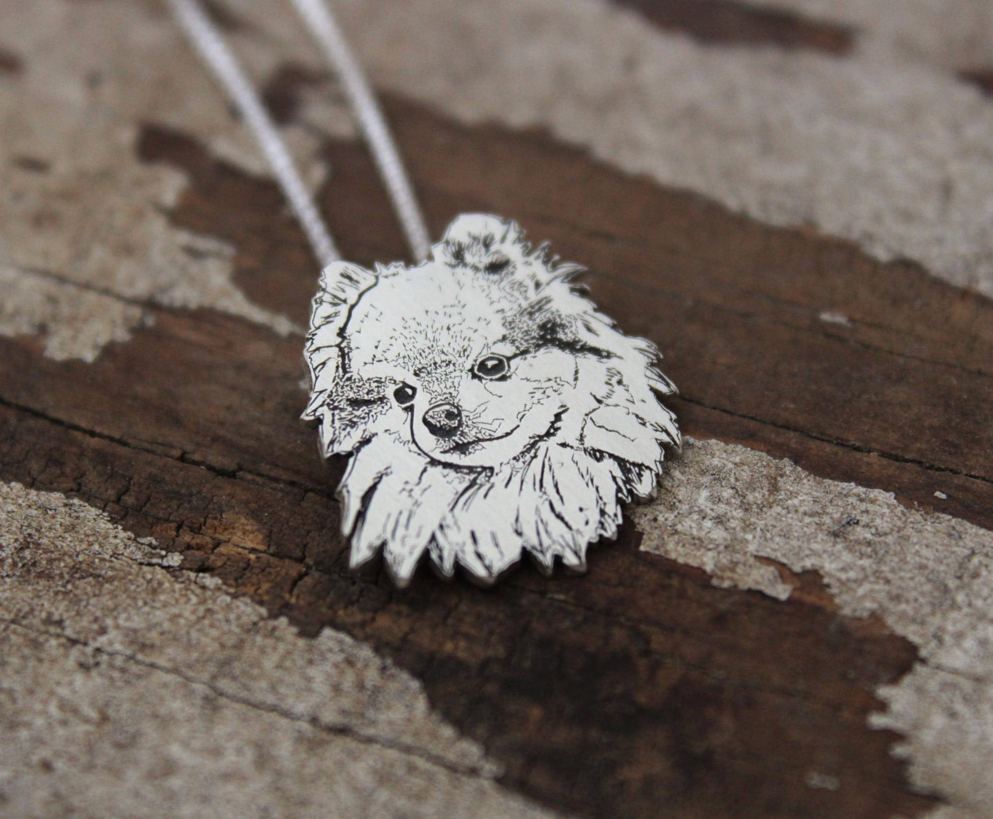 Custom Engraved Pet Portrait, Sterling Silver