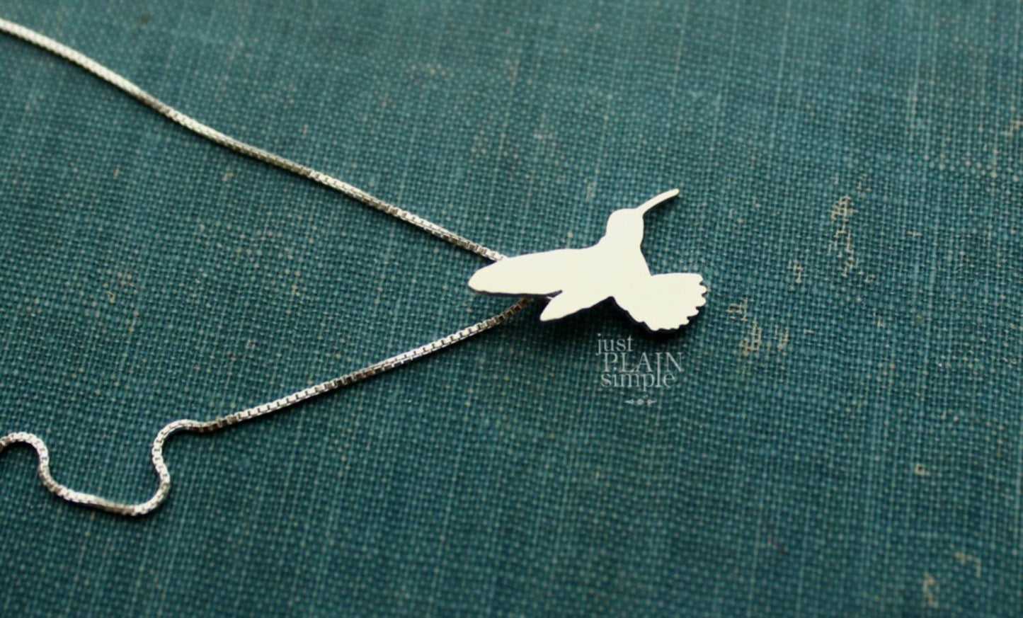 Tiny Hummingbird necklace, sterling silver bird pendant