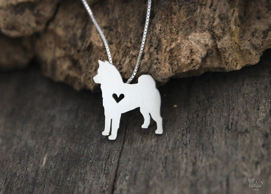 Tiny Akita necklace, sterling silver silver pendant