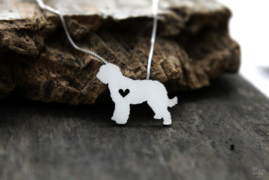 Tiny Goldendoodle necklace, sterling silver pendant