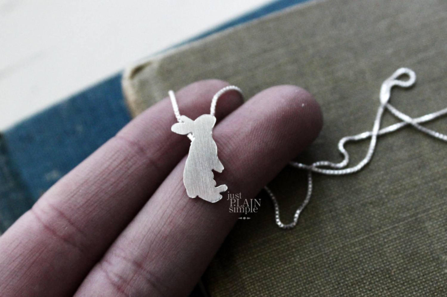 Tiny Rabbit necklace, sterling silver pendant