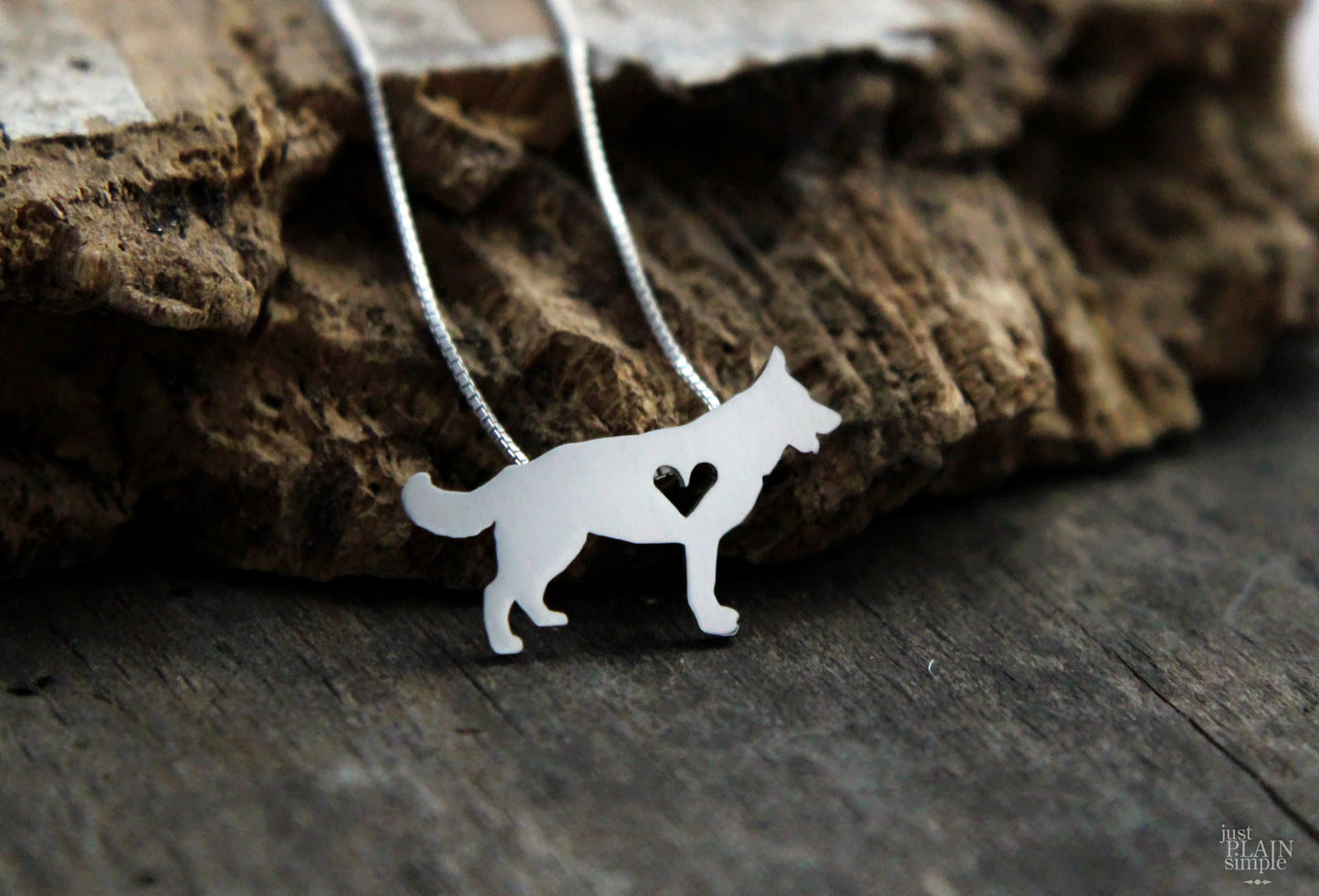 Tiny German Shepherd necklace, sterling silver pendant