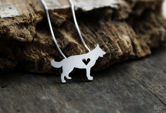 Tiny German Shepherd necklace, sterling silver pendant