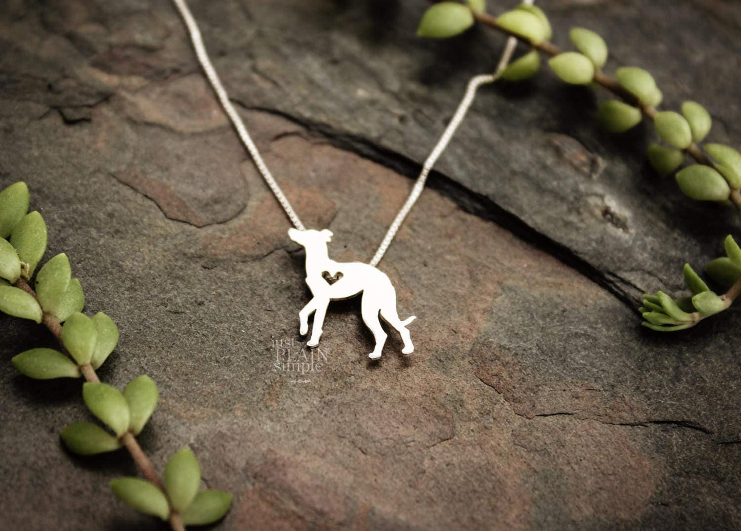 Tiny Whippet necklace, sterling silver dog pendant