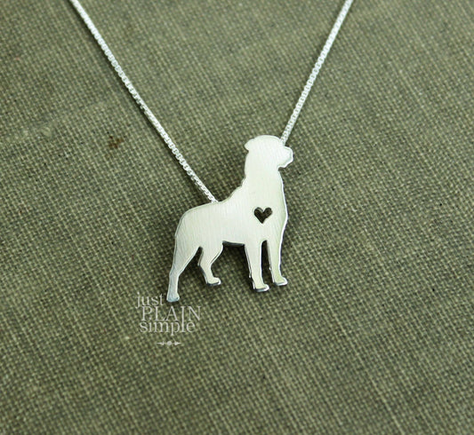 Tiny Rottweiler necklace, sterling silver pendant