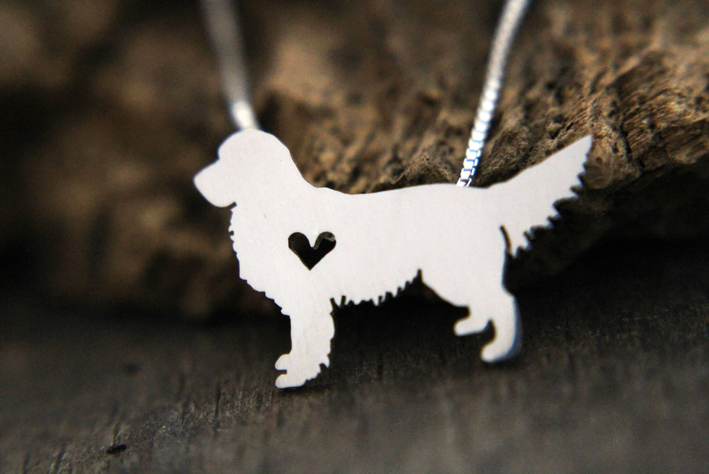 Tiny Golden Retriever necklace, sterling silver pendant