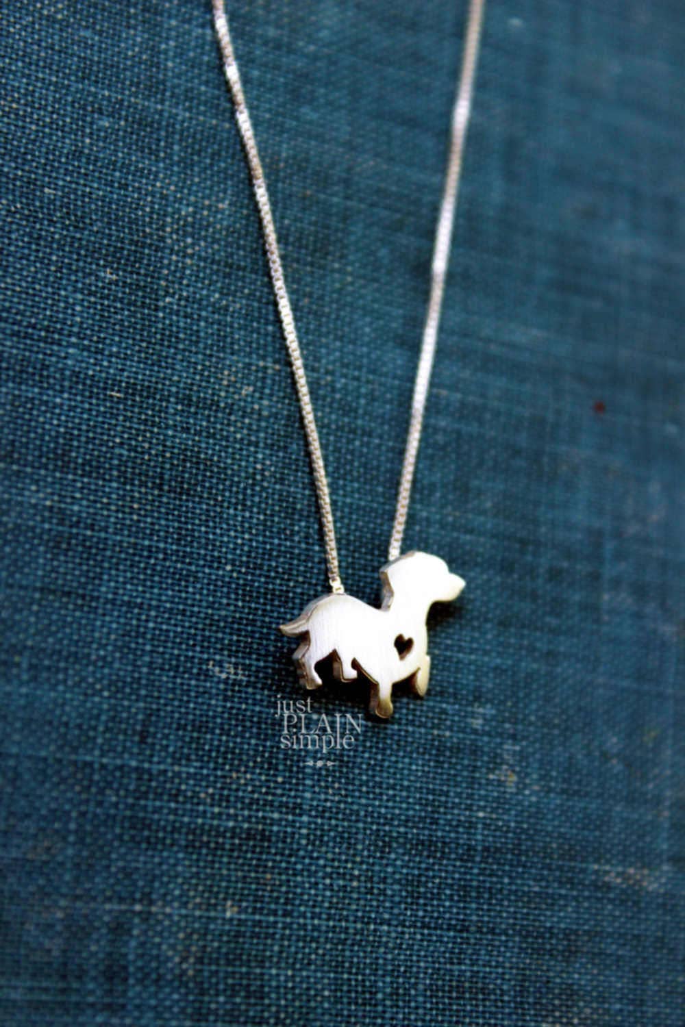 Tiny Dachshund necklace, sterling silver pendant