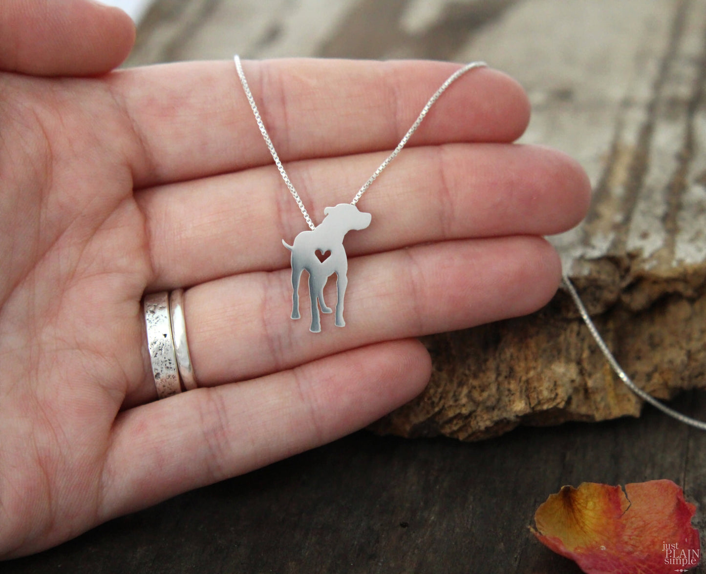 Tiny Pit Bull necklace, sterling silver pendant