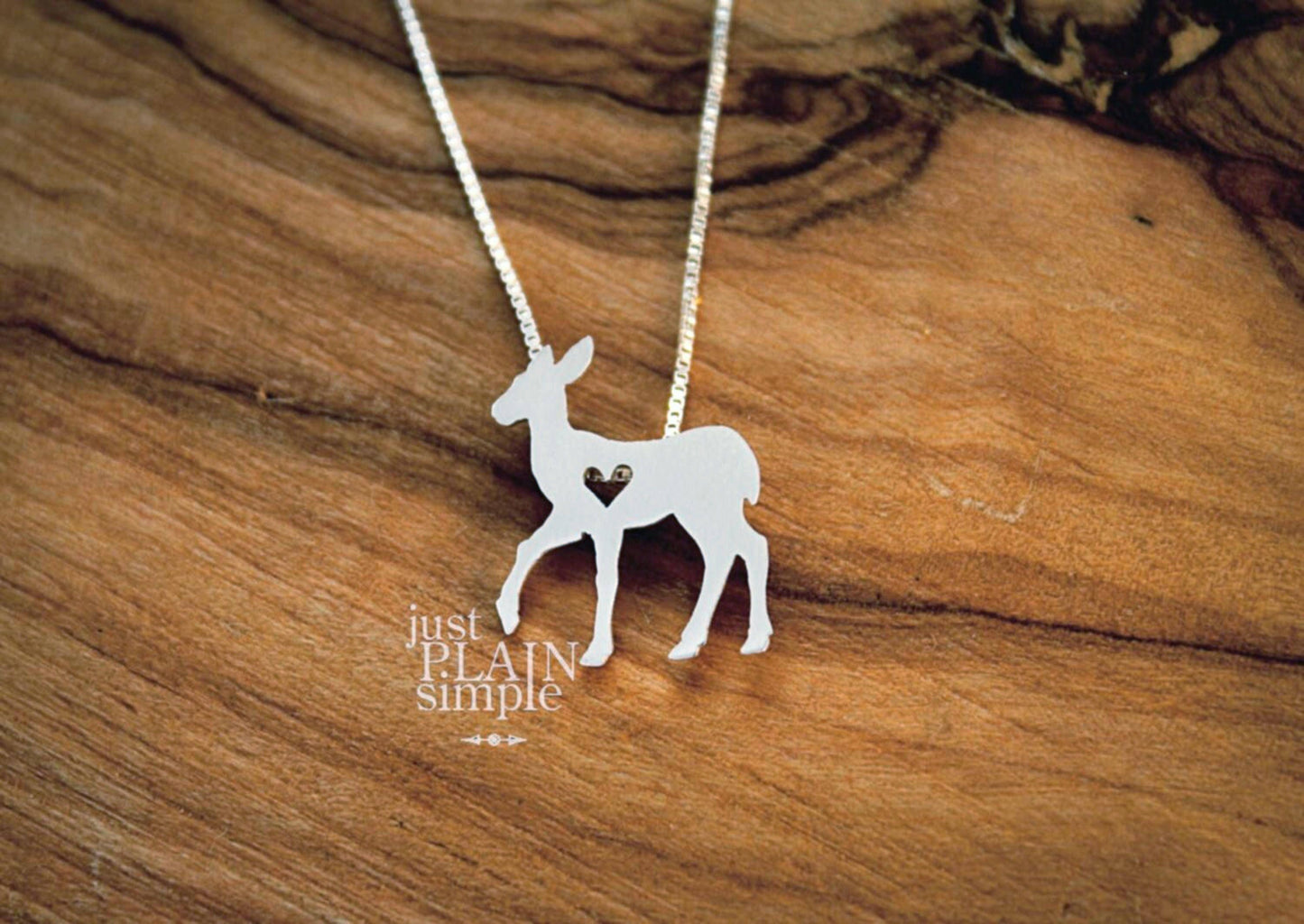 Tiny Fawn necklace, sterling silver pendant