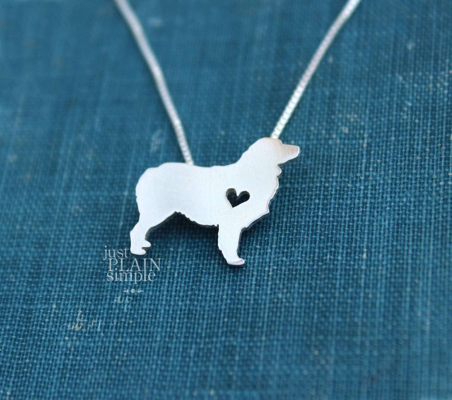 Tiny Australian Shepherd necklace, sterling silver pendant