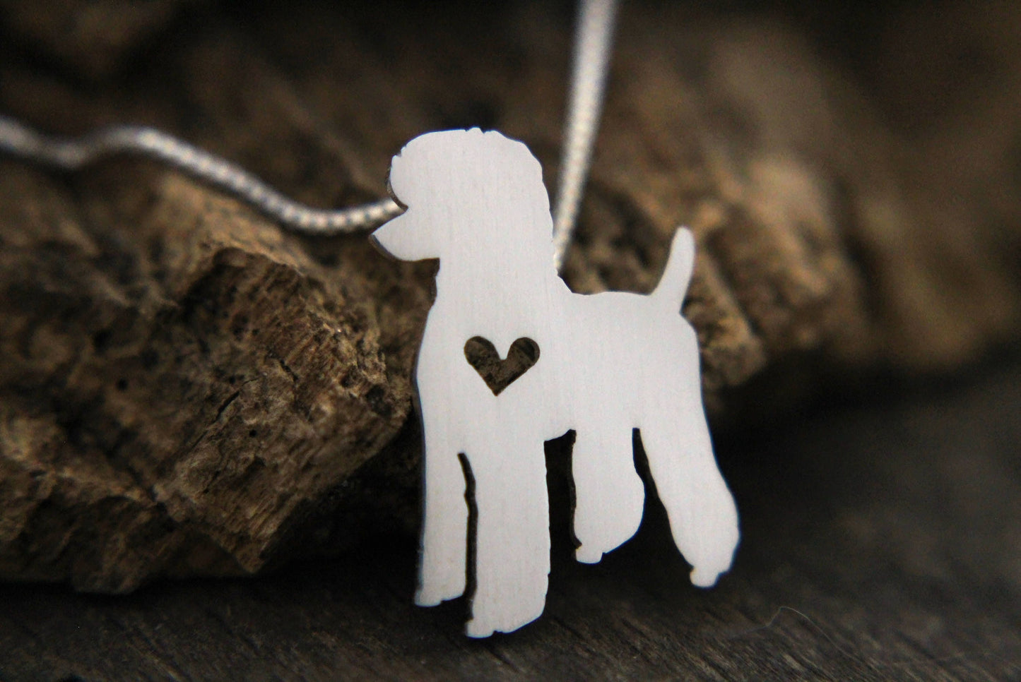 Tiny Standard Poodle necklace, sterling silver pendant