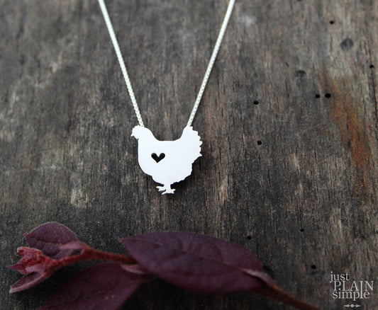 Tiny Hen Chicken necklace, sterling silver pendant