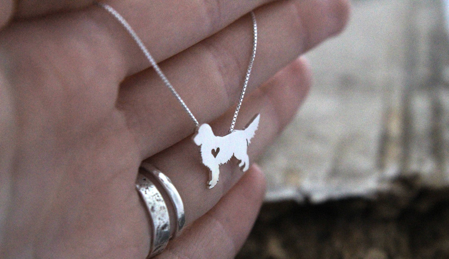 Tiny Golden Retriever necklace, sterling silver pendant