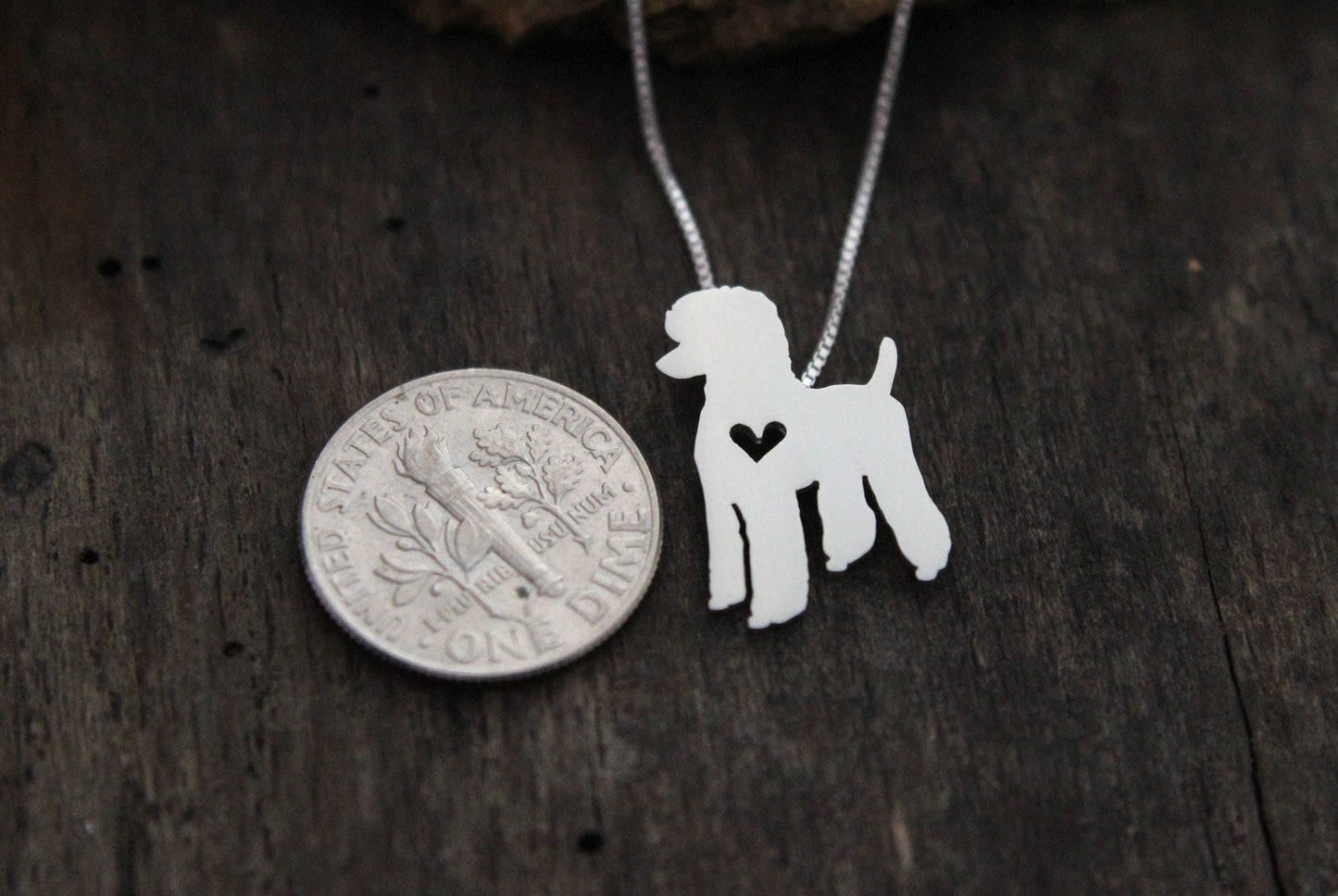 Tiny Standard Poodle necklace, sterling silver pendant