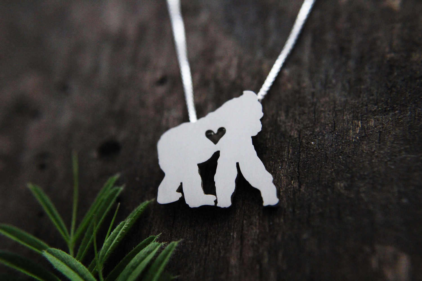 Tiny Gorilla Silver Backed, sterling silver pendant