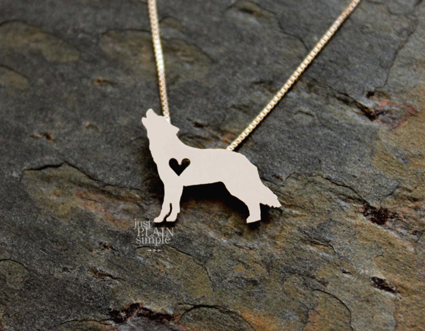 Tiny Wolf necklace, sterling silver pendant