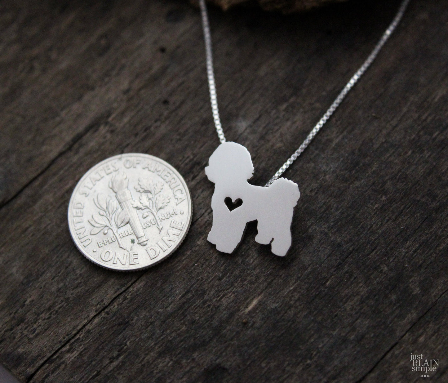 Tiny Bichon necklace, sterling silver pendant