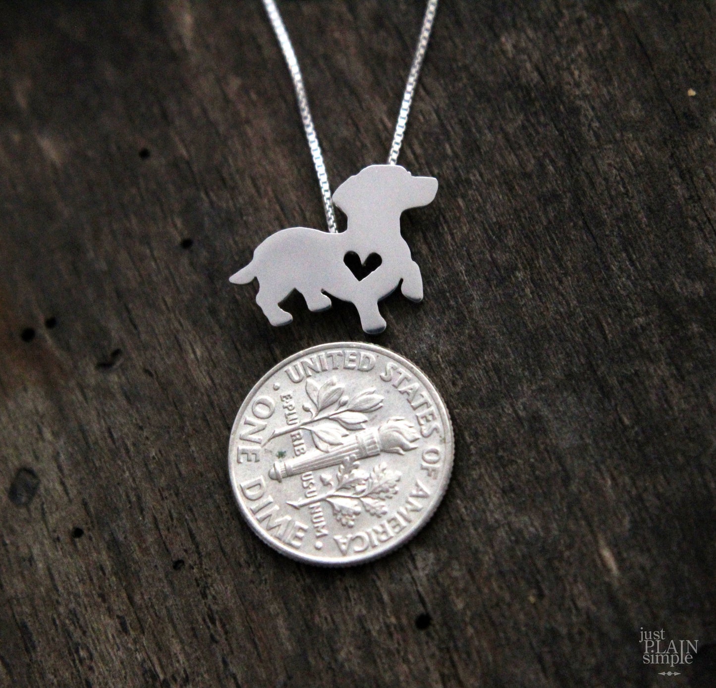 Tiny Dachshund necklace, sterling silver pendant