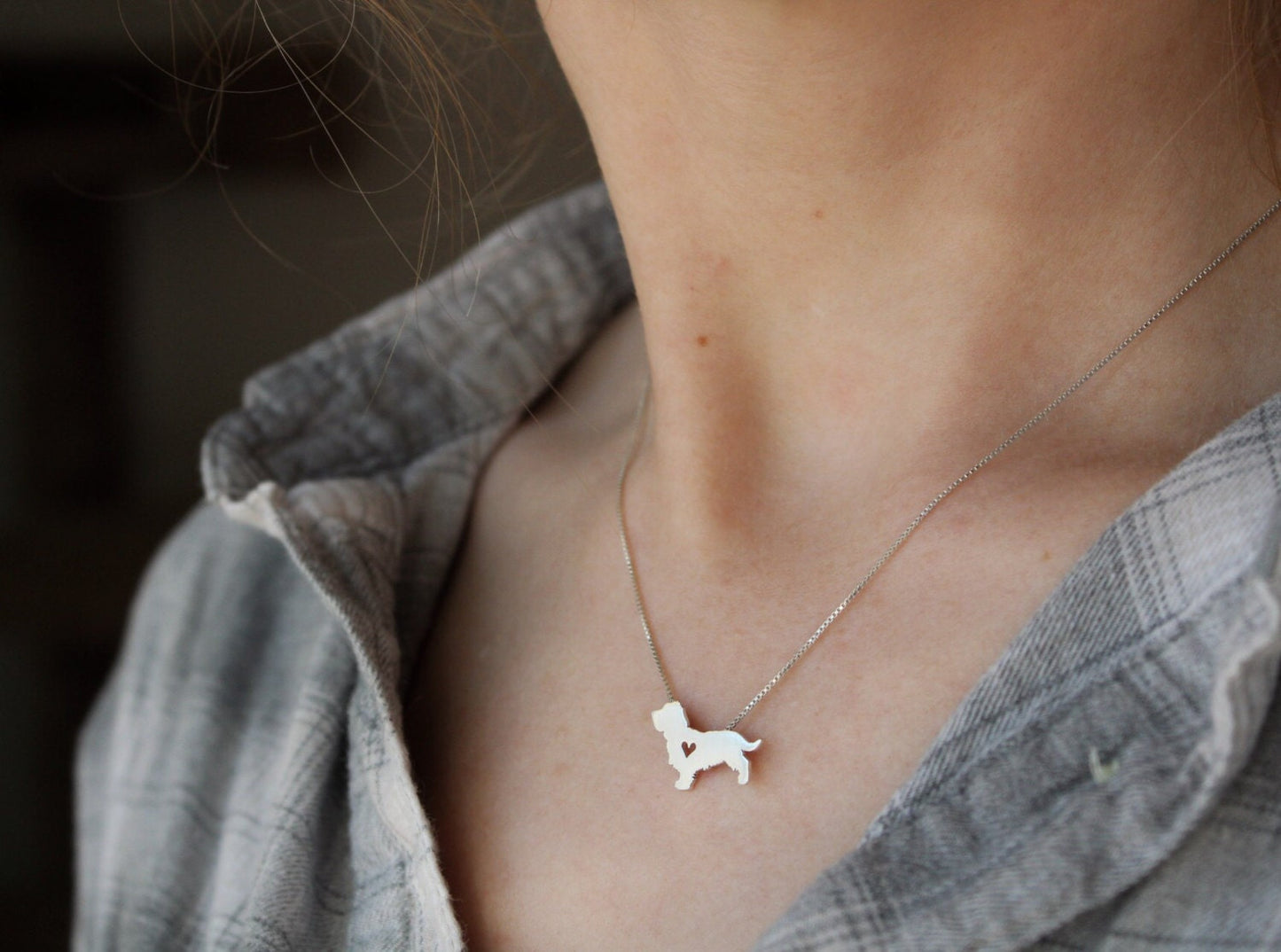 Wire Haired Dachshund necklace, tiny sterling silver pendant for dog lovers.
