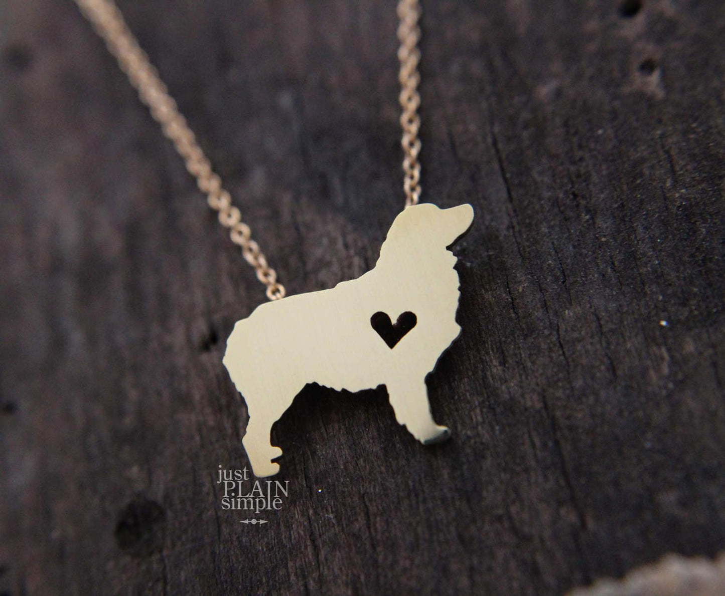 Tiny Australian Shepherd necklace, Brass necklace