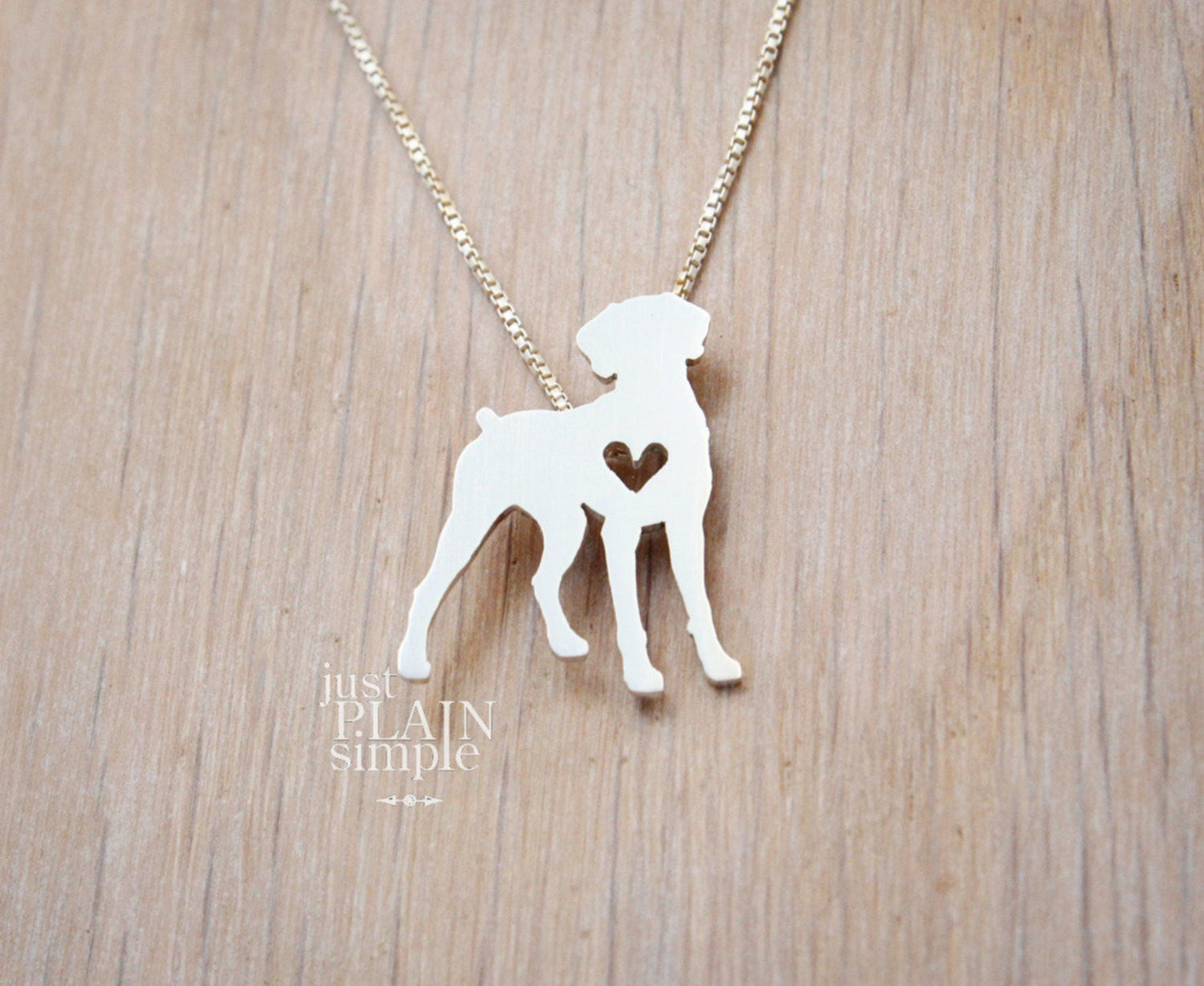 Tiny Weimaraner necklace, sterling silver pendant