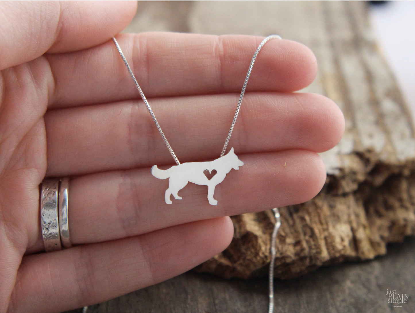 Tiny German Shepherd necklace, sterling silver pendant