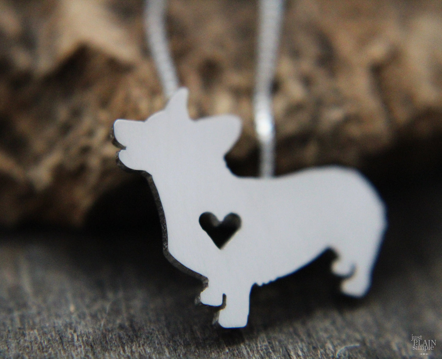 Tiny Pembroke corgi necklace, sterling silver pendant